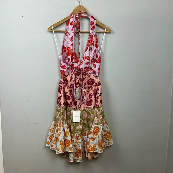 SOLD NWT Zimmermann Lovestruck V-neck Halter Mini Dress Sz US 10 - Picture 4 of 15